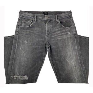 Agolde Isabel Slim Fit Boyfriend Distressed Denim Black Jeans Soft Rip 29 EUC